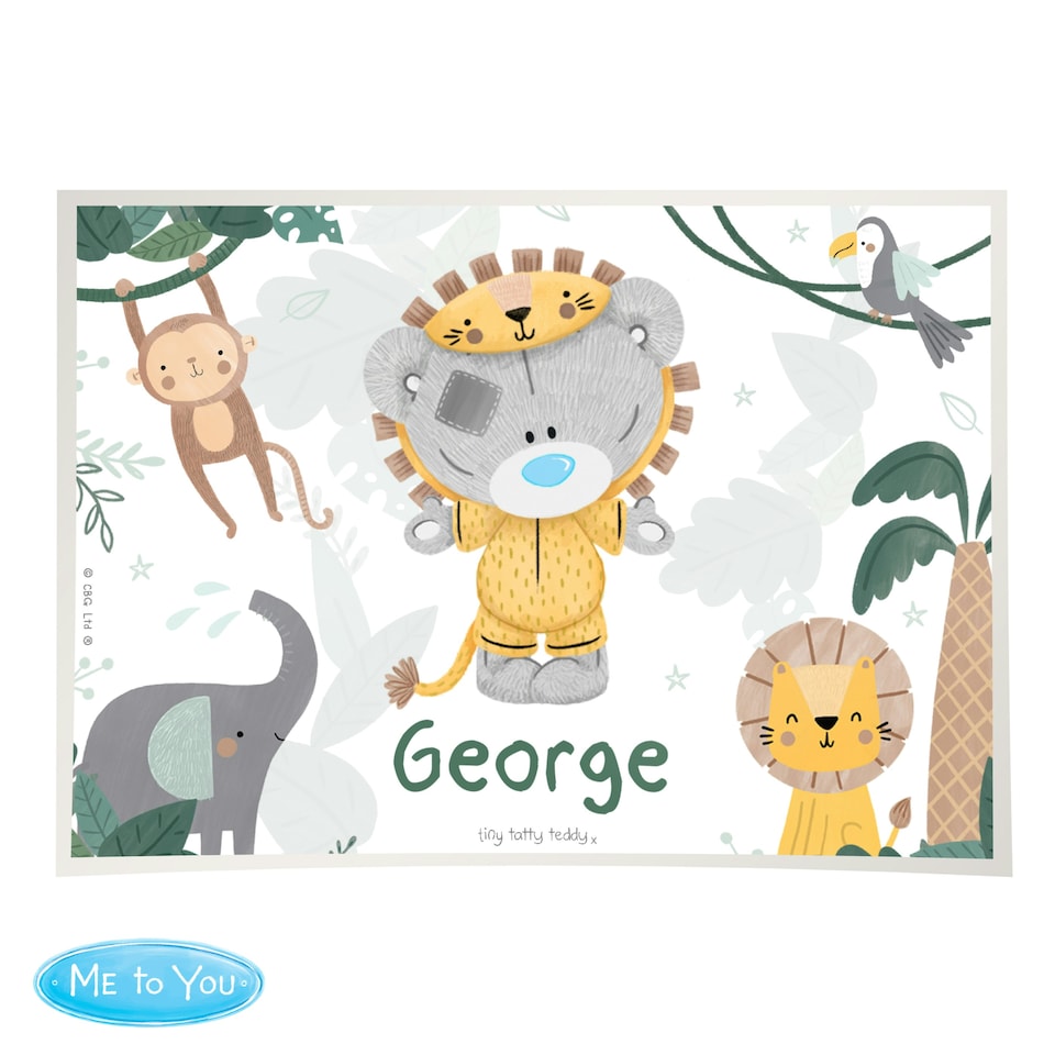 image 1 of Personalised Tiny Tatty Teddy Jungle Animals Placemat