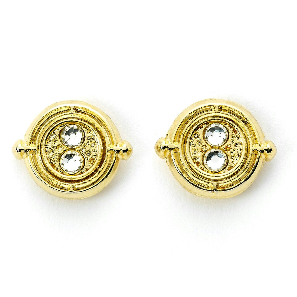 image 1 of Official Harry Potter Time Turner Gold Plated Stud Earrings WES0100