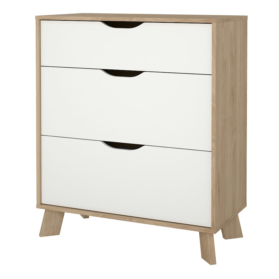 image 1 of Ikast Chest 3 Drawers in Jackson Hickory and White