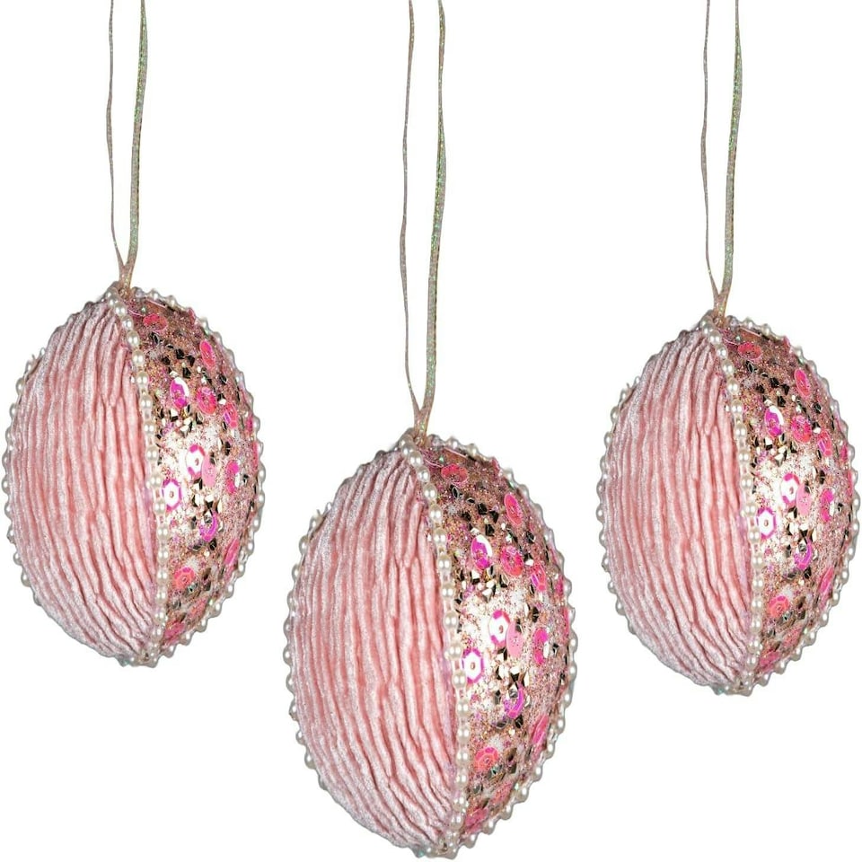 image 1 of 7cm Bauble Baby Pink - 3Pcs