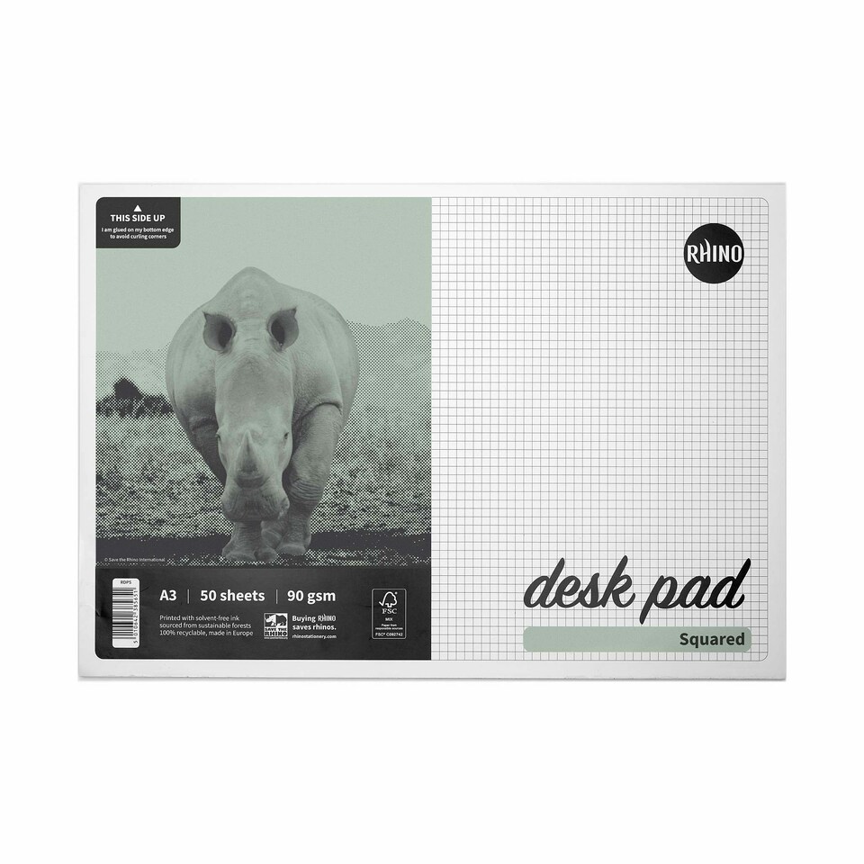 image 1 of Rhino A3 50 Sheets 5mm Squared Desk Pad