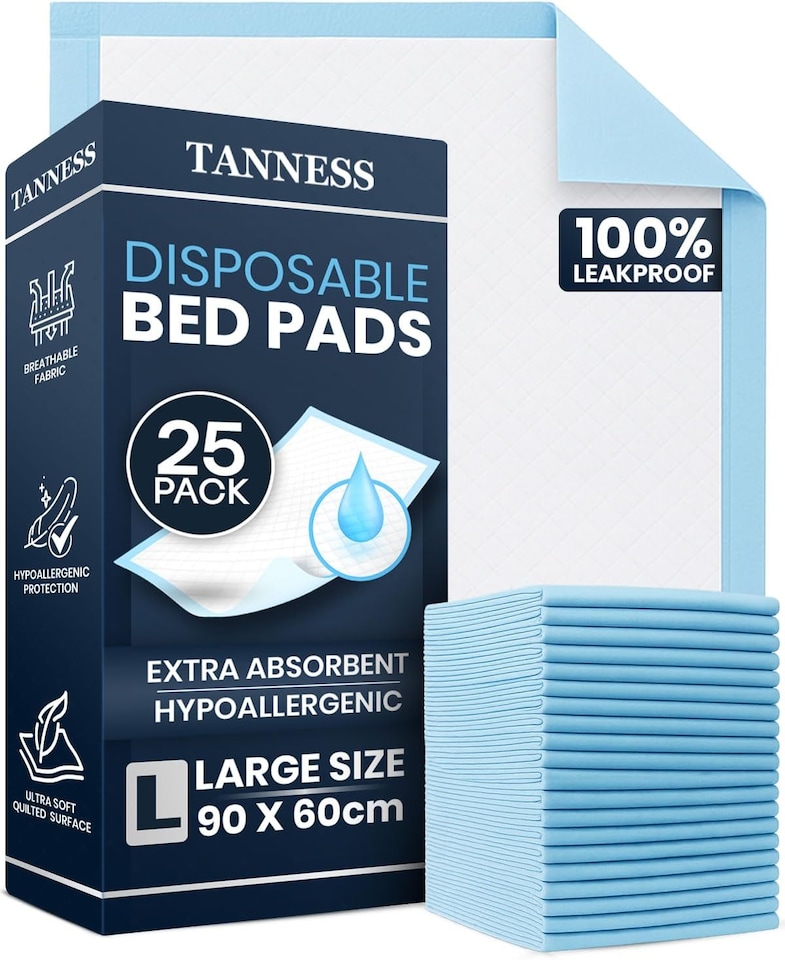 image 1 of Tanness 25 Pack Disposable Incontinence Bed Pads 90 x 60cm