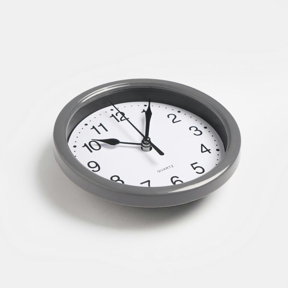 image 1 of OHS Small Round Vintage Decor Home Office Wall Clock, 14cm - Grey