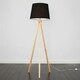 image 2 of ValueLights Barbro Wood Tripod Floor Lamp Black Taper Shade & Bulb