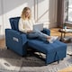 image 2 of HOMCOM 3-in-1 Single Sofa Bed, Convertible Sleeper Chair with Adjustable Backrest, Fabric Pull Out Chair Bed with Pillow, Side Pockets and Cup Holders for Living Room, Bedroom, Dark Blue | Blue