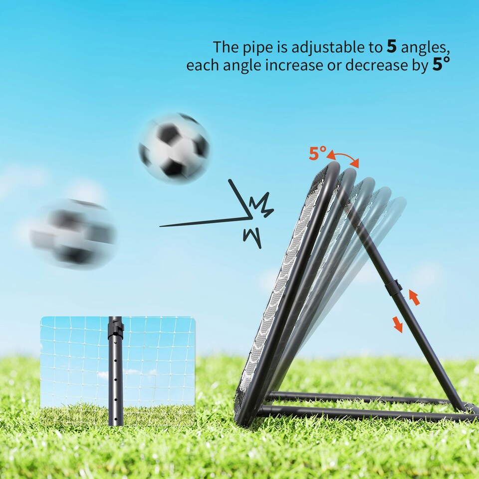 image 1 of HOMCOM Angle Adjustable Rebounder Net Goal Training Set Football, Baseball