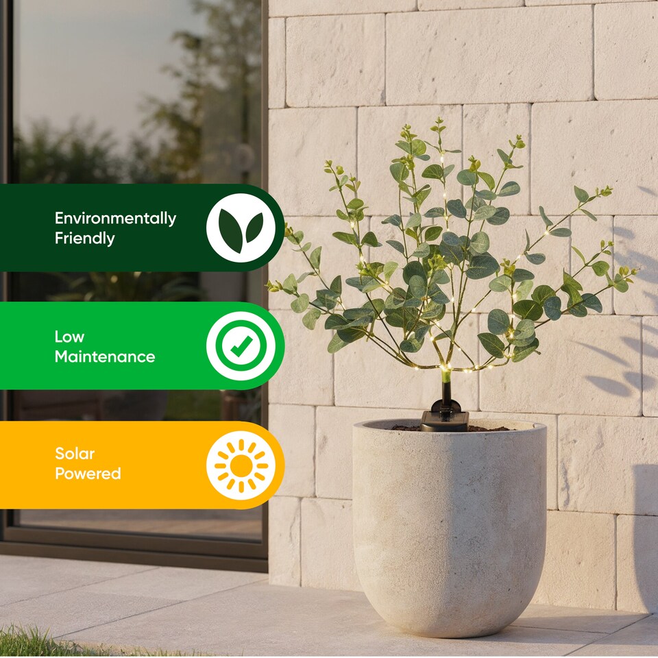 image 1 of Gardenwize Solar Eucalyptus Tree with Warm White LED's