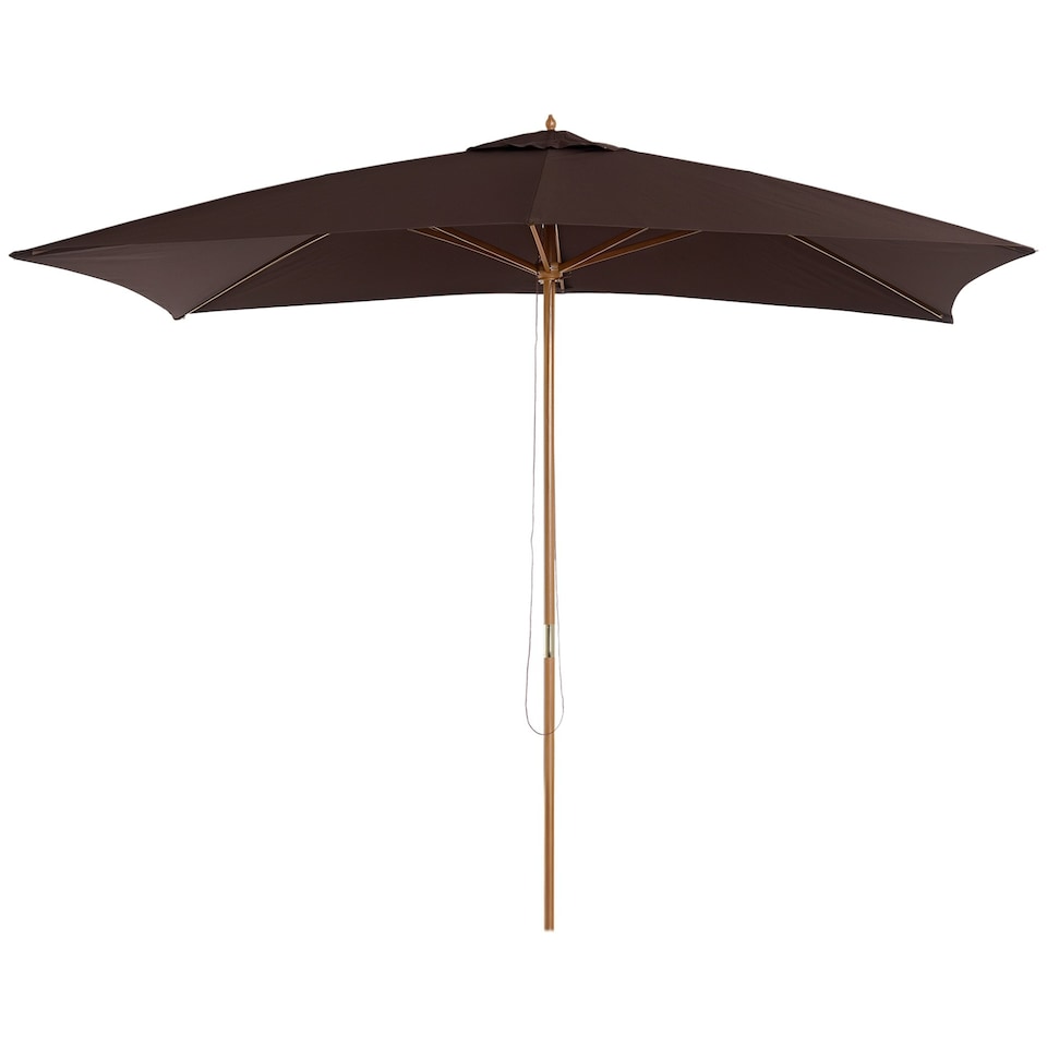 image 1 of Outsunny Wooden Garden Parasol Sun Shade Patio Umbrella Canopy Dark Coffee