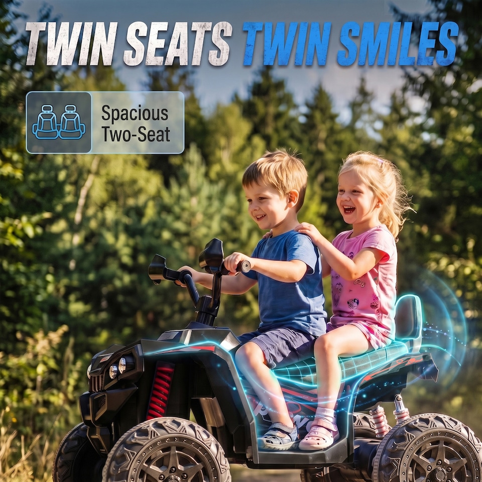 image 1 of AIYAPLAY 24V 2 Seater Electric Quad Bike for Boys Girls, Ride On Car ATV