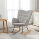 image 2 of HOMCOM Wingback Rocking Chair for Nursing w/ Steel Frame Light Grey