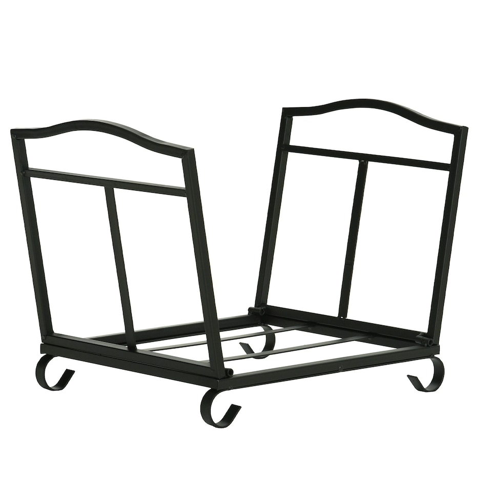 image 1 of Outsunny Foldable Firewood Log Holder Wood Storage Rack Outdoor Indoor, Black