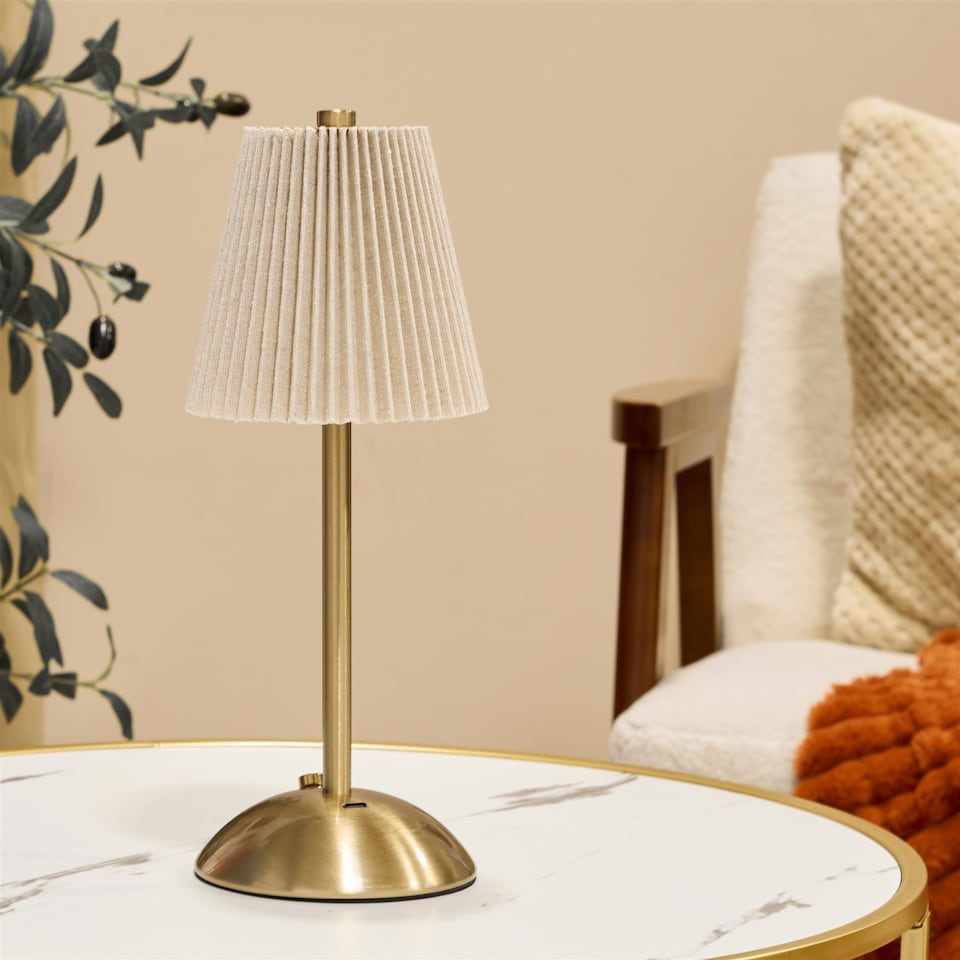image 1 of OHS Pleated Bedside Lamp LED Rechargeable Cordless Night Light