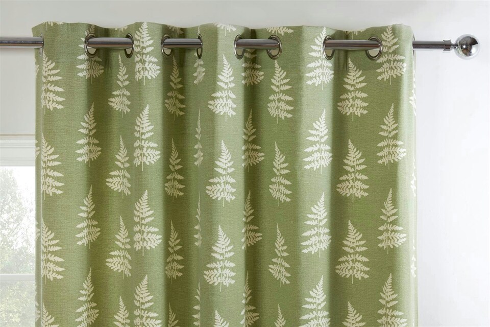 image 1 of Esher Eyelet Curtains - Green - 229cm x 183cm