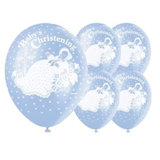 Christening Blue Biodegradable Latex Balloons 30cm / 12 in - Pack of 5