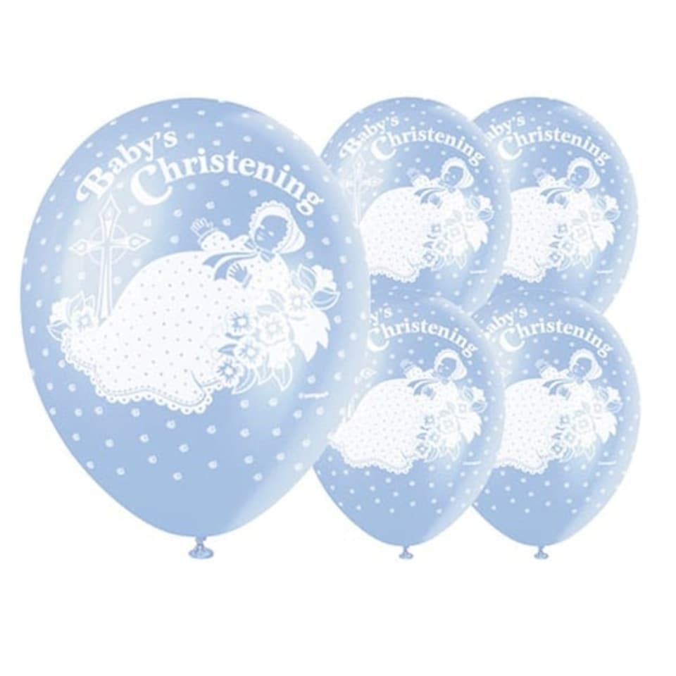 Christening Blue Biodegradable Latex Balloons 30cm / 12 in - Pack of 5