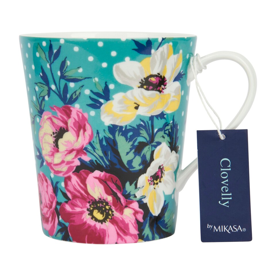 image 1 of Mikasa Clovelly Porcelain 330ml Seafoam Green Conical Mug Blue