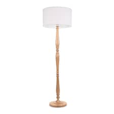 ValueLights Victoria Light Wood Floor Lamp White Shade | Brown | White