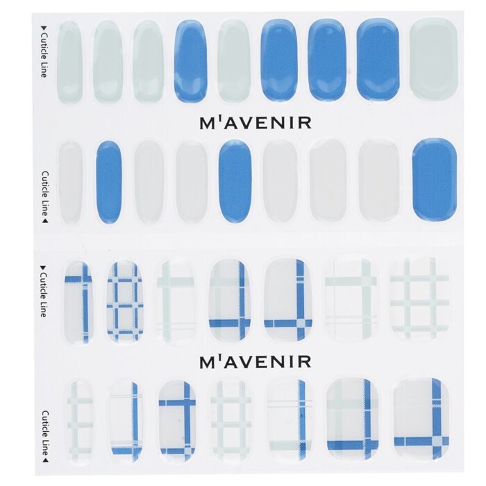 image 1 of Nail Sticker (patterned) - # Navy Crossline Nail - 32pcs Multi