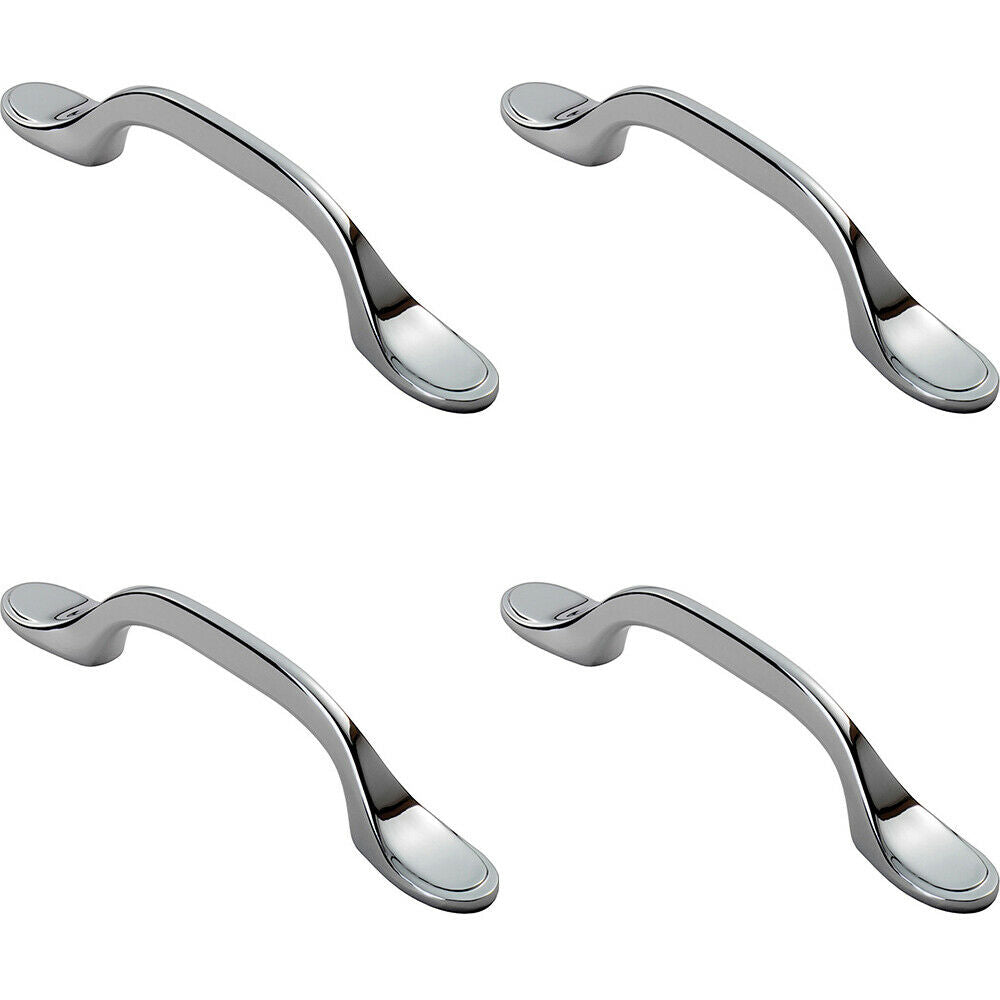 Loops 4x 128mm Shaker Style Cabinet Pull Handle 76mm Fixing Centres Polished Chrome