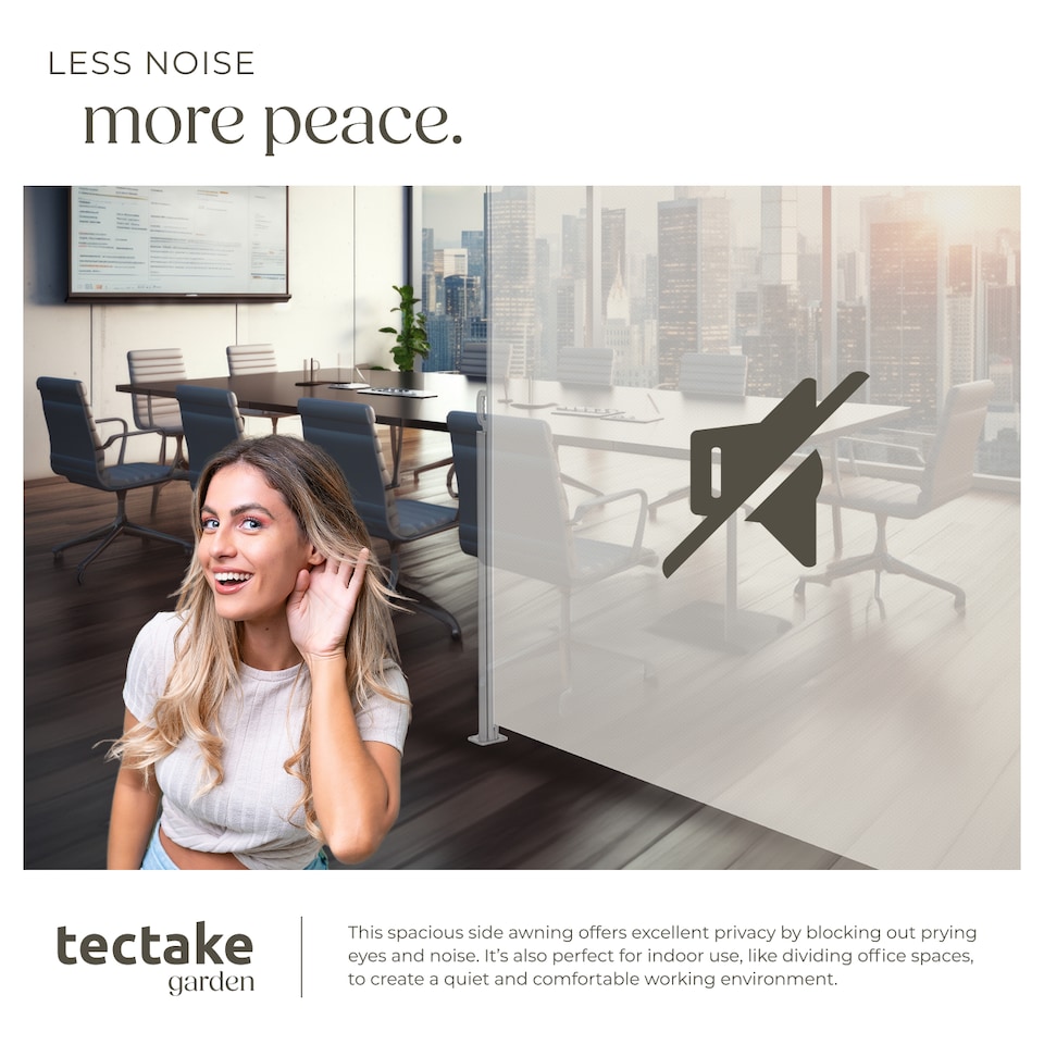 image 1 of Garden Privacy Screen with retractable side awning and aluminium casing | Cream | beige | 1