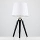 image 1 of ValueLights Clipper Black Wood Table Lamp With Large White Tapered Shade