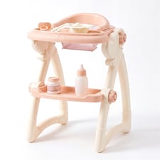 BiBi Doll Baby Doll High Chair Feeding Set Nursery Toy Peach Cream Role Play Accessories