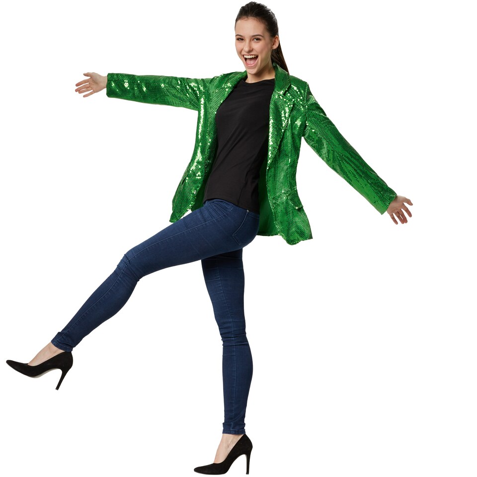 image 1 of Womens sequin jacket | Green | green | 1