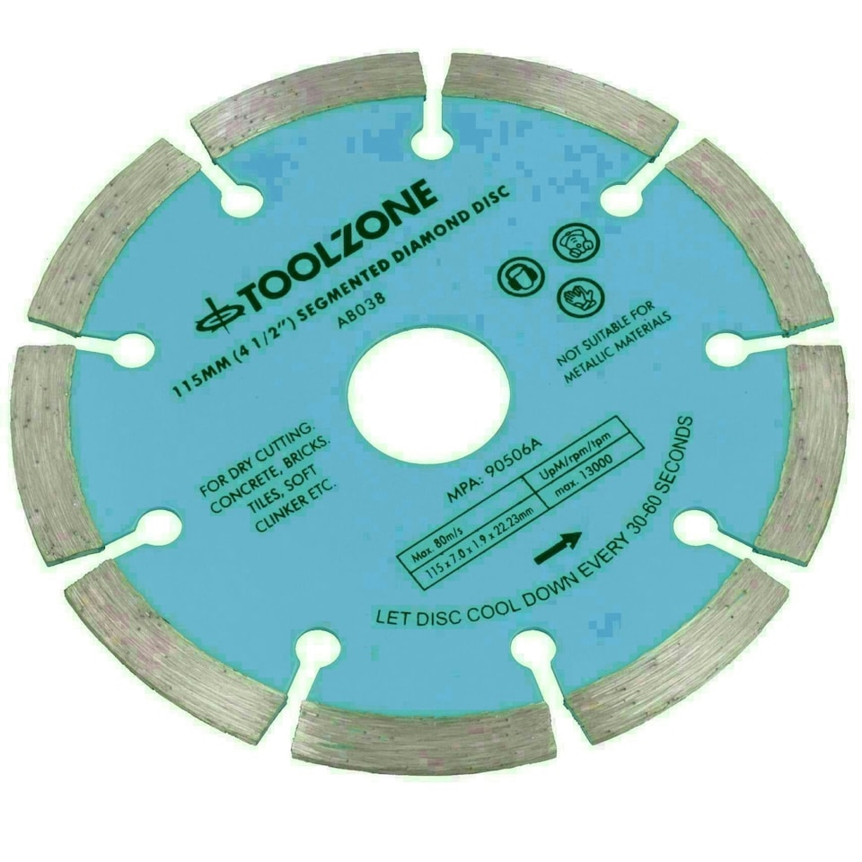 image 1 of 115mm 4-1/2in Segmented Diamond Cutting Disc Blade Stone Brick Angle Grinder 2pc
