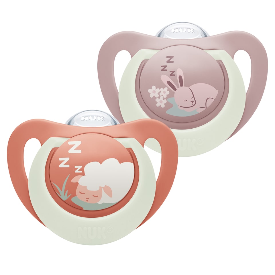 image 1 of NUK First Choice Glow in the Dark Night Soother 0-6m 2 Pack
