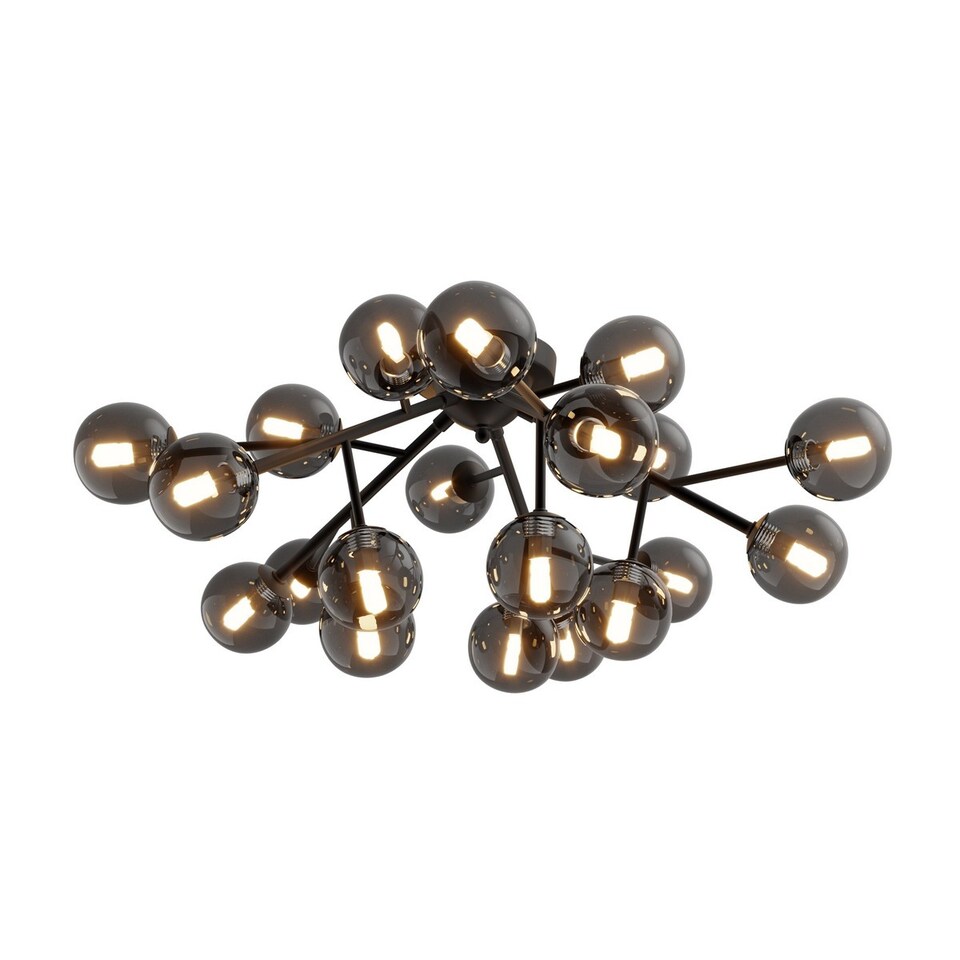 image 1 of Maytoni Dallas Modern 20 Light Globe Ceiling Light Matt Black, Smoky Shade, G9