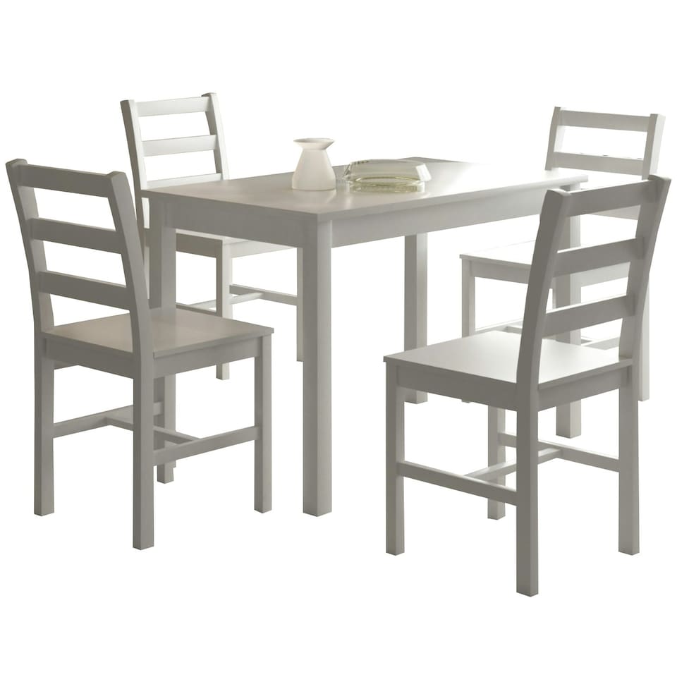 image 1 of 5 Piece Wooden Dining Set In White