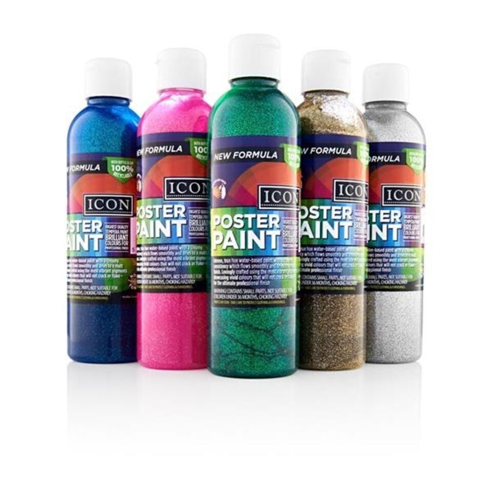 image 1 of 300ml Gold Glitter Poster Paint by Icon Art