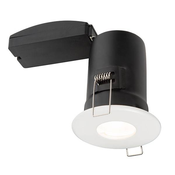 Netlighting Shieldplus Fire Rated 1 Light Bathroom Recessed Light Matt White Glass IP65 GU10