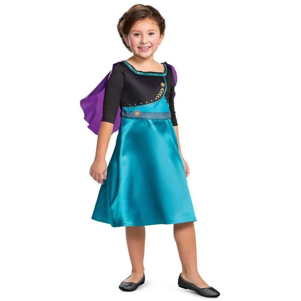 image 1 of Frozen II Girls Basic Plus Anna Queen Costume Set - Gold/Turquoise/Purple - 5-6 Years