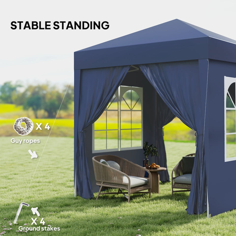 image 1 of Outsunny 2 x 2m Garden Pop Up Gazebo Canopy Marquee w/ Carry Bag, Blue