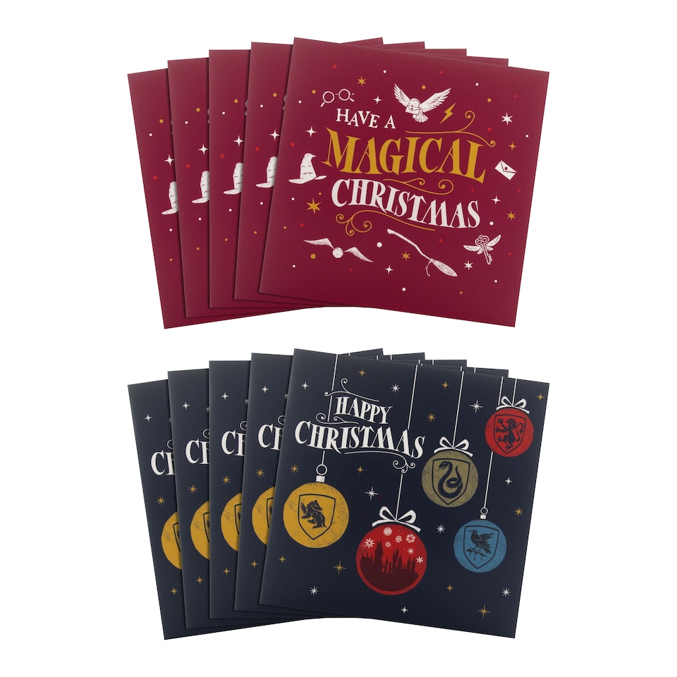 image 1 of Hallmark Pack Of 10 Christmas Cards - 2 Enchanting Harry Potter Designs