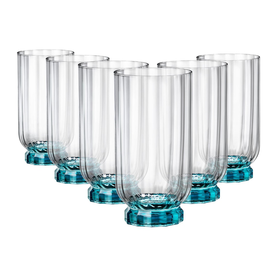 image 1 of Bormioli Rocco Florian Highball Glasses - 430ml - Blue - Pack of 6 | Blue | Blue
