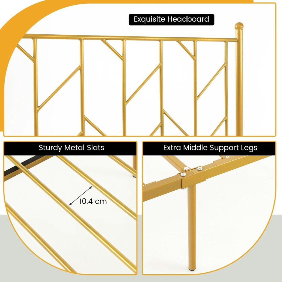 image 1 of COSTWAY 3FT Single Metal Bed Frame Slatted Platform