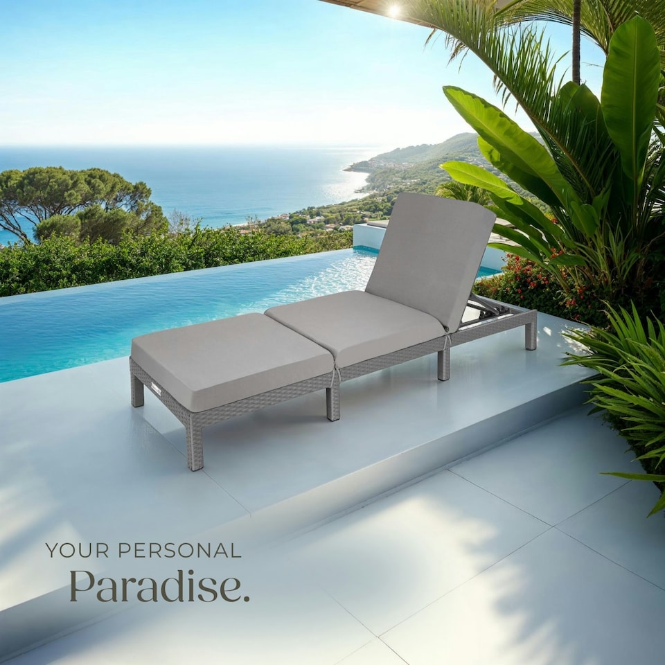 image 1 of Sun Lounger Sofia - 6-step adjustable backrest, thick padding, UV-resistant Grey