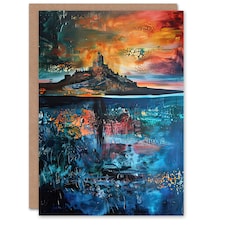 Lindisfarne Castle Holy Island Sunset Him Her Birthday Card