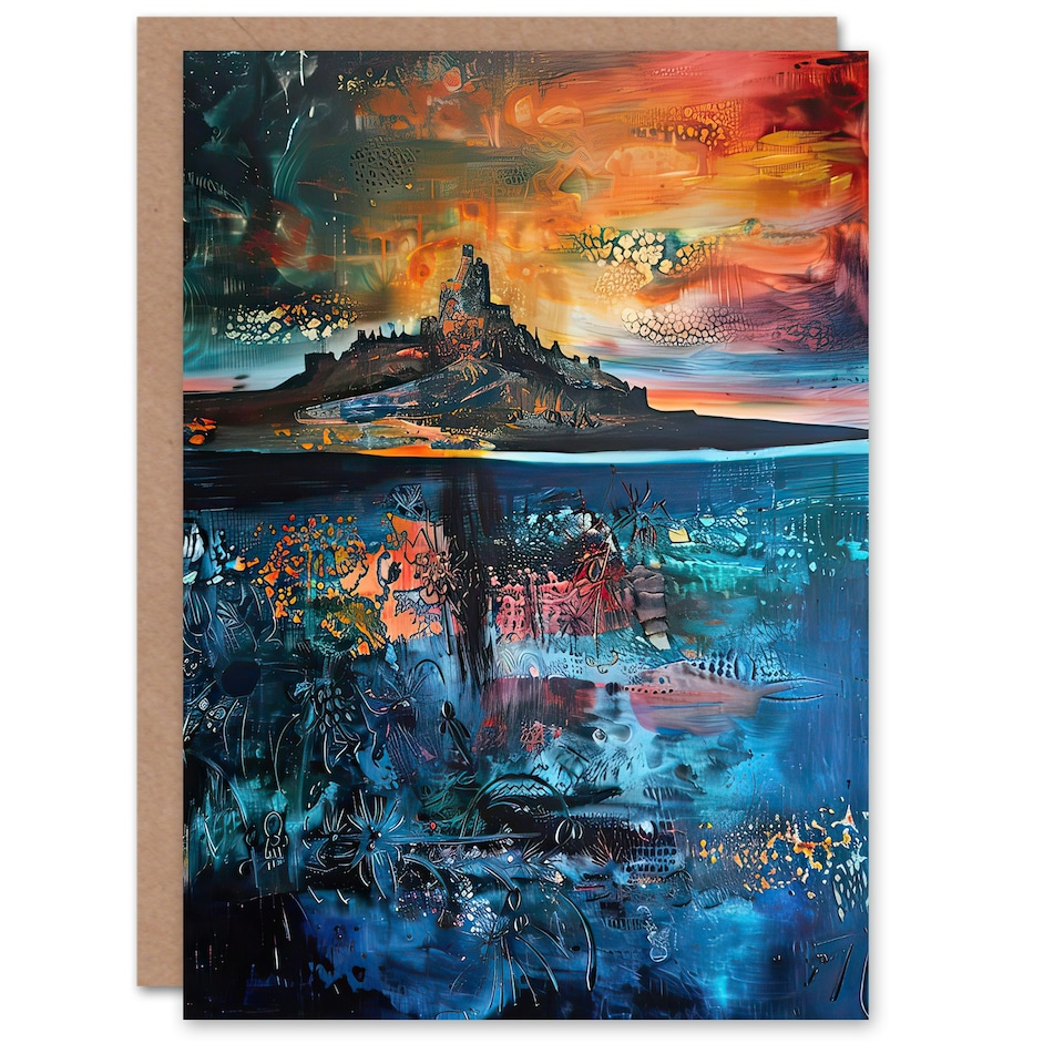 image 1 of Lindisfarne Castle Holy Island Sunset Him Her Birthday Card
