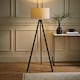 image 2 of ValueLights Barbro Black Tripod Floor Lamp Natural Shade | Cream