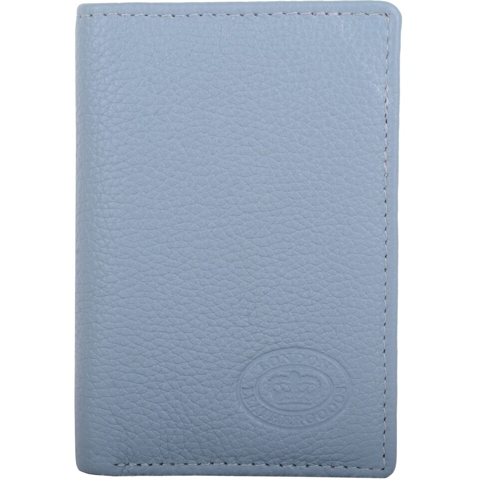 image 1 of London Leathergoods Unisex Genuine Leather RFID Protected Credit Travel Card Holder Case | Blue | Iceberg