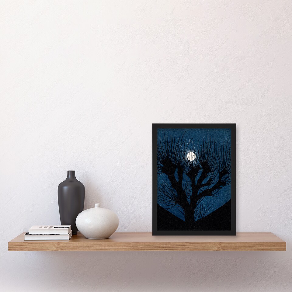 image 1 of Julie de Graag Framed Wall Art Full Moon Light and Tree Silhouette Home Décor