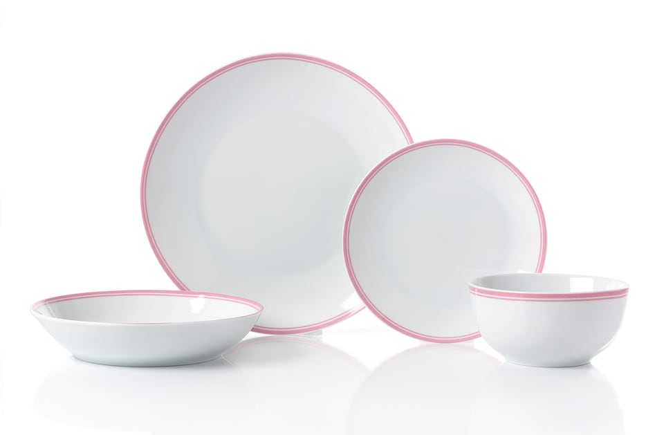 image 1 of 16 Piece St Ives Pink  Dinner Set