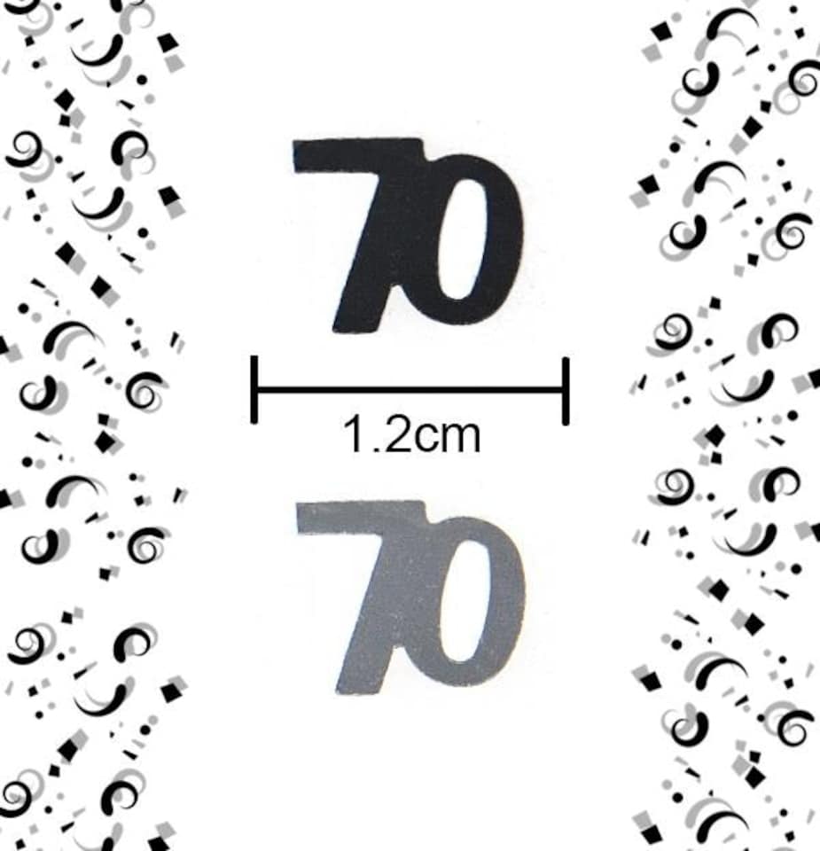 image 1 of 70th Birthday Confetti Black & Silver 1 pack x 14 grams birthday decoration Foil Metallic 1 pack