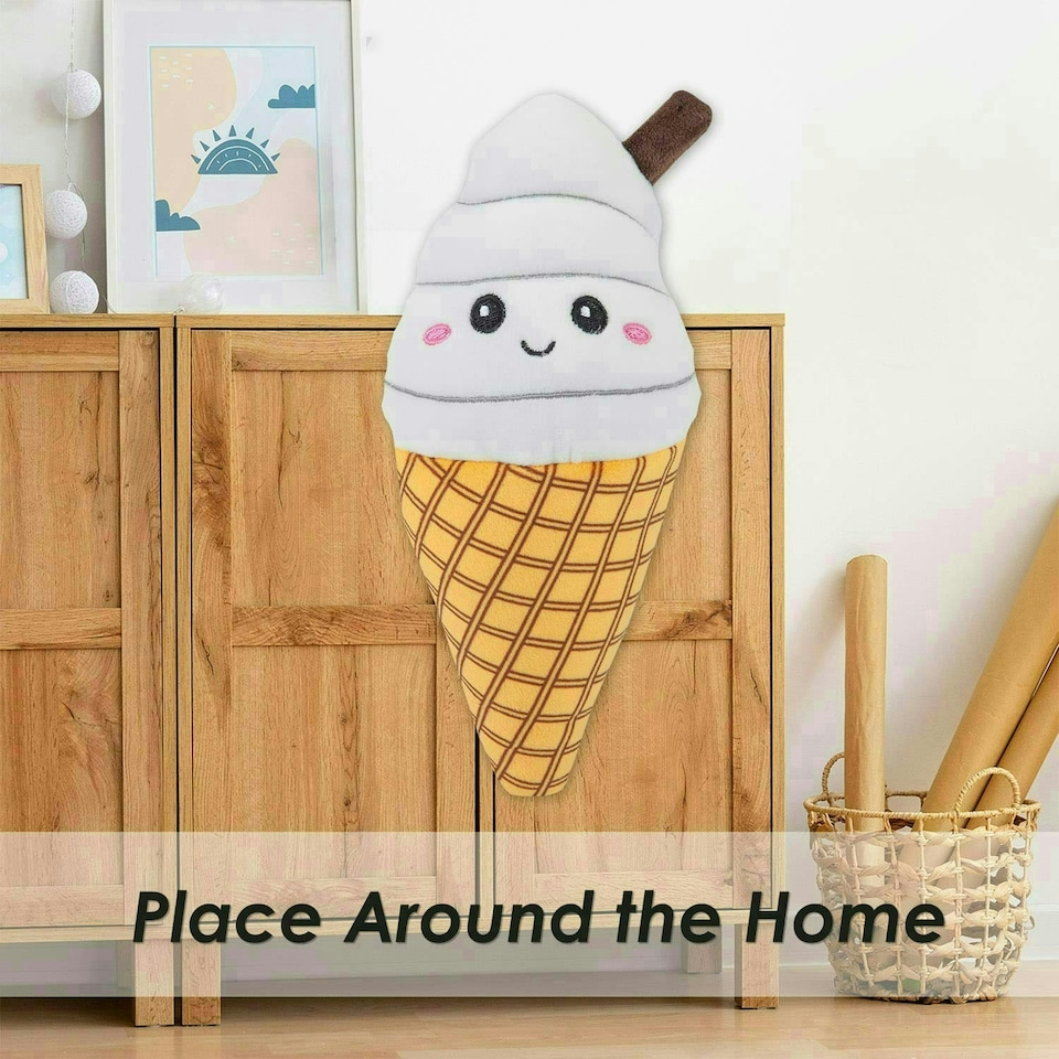 image 1 of Ice Cream Soft Toy Cute Plushie Huggable Cuddly Stuffed Toy 16cm White