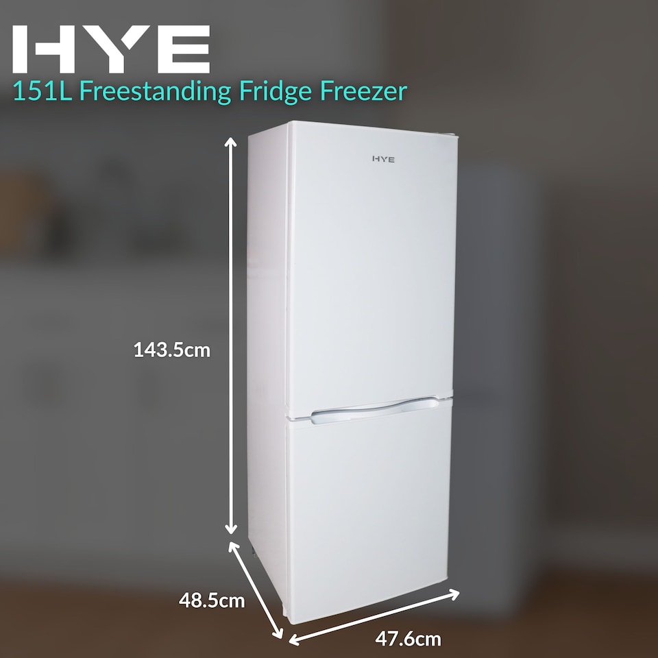 image 1 of HYE 60-40 Freestanding Fridge Freezer, 151 Litre, 50cm, White - RF01FF151W24