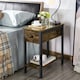 image 2 of Yaheetech 2-Tier End Table with Drawer Open Shelf Rustic Brown