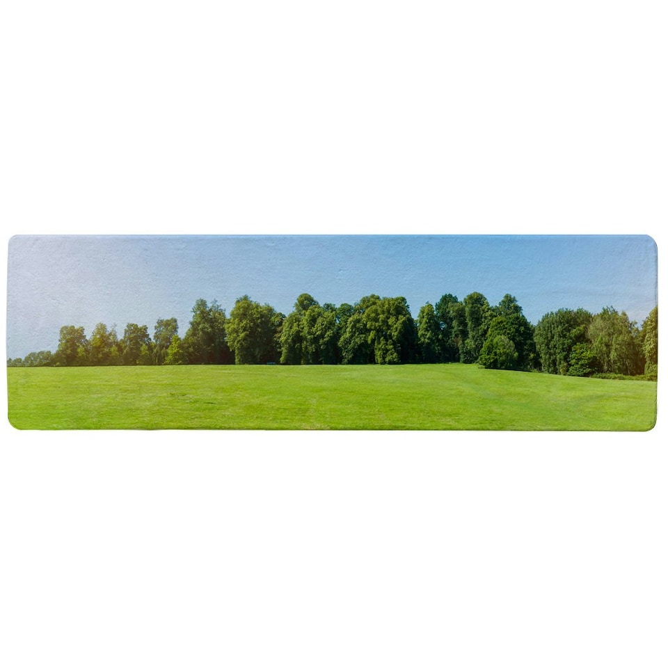 image 1 of Beauty landscape of grass field with forest trees and environment public park with sun rays Designer (Runner Rug)